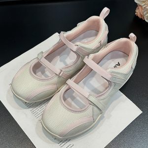 2025 Spring Double Strap Ballet Mary Jane Shoes - Thick-Soled, Height-Increasing, Color-Blocking Casual Shoes for Women