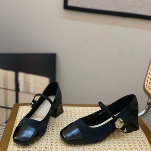 2025 Spring Women's Retro French Square Toe Mary Jane Shoes - Thick Heel, Shallow Mouth, Gentle Style, Perfect for Evening Wear