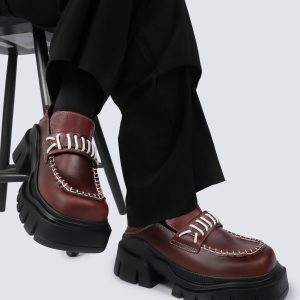 2025 Spring/Summer Genuine Leather Gender-Neutral Retro Thick-Soled Height-Increasing Shoes for Women