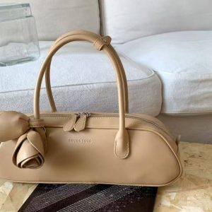2025 Spring/Summer Rose Design Long Baguette Bag - Fresh Solid Color Versatile Tote & Crossbody Women's Bag
