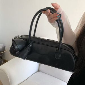 2025 Spring/Summer Rose Design Long Baguette Bag - Fresh Solid Color Versatile Tote & Crossbody Women's Bag