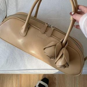2025 Spring/Summer Rose Design Long Baguette Bag - Fresh Solid Color Versatile Tote & Crossbody Women's Bag