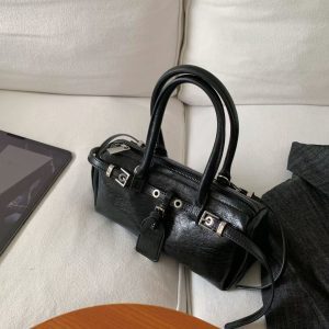 2025 Spring/Summer Small Sausage Bag Motorcycle Style with Belt Decoration - Handheld Crossbody Women's Bag
