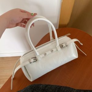 2025 Spring/Summer Small Sausage Bag Motorcycle Style with Belt Decoration - Handheld Crossbody Women's Bag