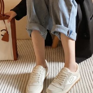 2025 Spring/Summer Trendy Cowhide White Sneakers - Genuine Leather, Breathable Sports Casual Board Shoes