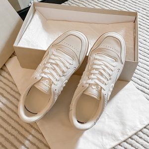 2025 Spring/Summer Trendy Cowhide White Sneakers - Genuine Leather, Breathable Sports Casual Board Shoes