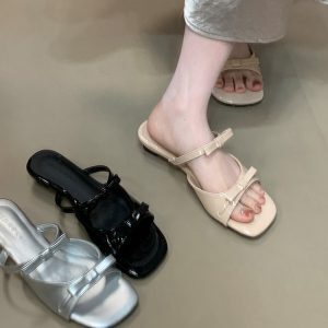 2025 Summer Bowknot French Fairy One-Strap Sandals - Trendy Beach Vacation Flip-Flops