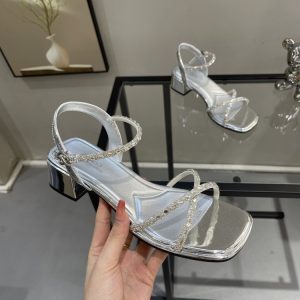 2025 Summer Fairy Style Square Toe Chunky Heel Sandals for Women, One Strap High-Quality Roman Shoes, Trendy Summer Footwear