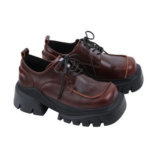 2025 Summer Genuine Leather Gender-Neutral Retro British Thick-Soled Flats for Women - Niche Fashion Footwear