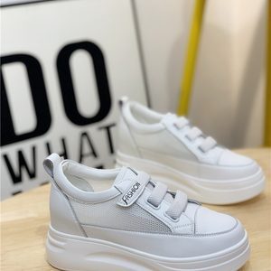 2025 Summer Korean Style Genuine Leather Closed-Toe Mesh Slip-On Backless Platform Sandals for Women