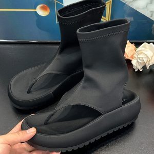 2025 Summer Korean Style Thick-Soled Flip-Flop Sandals - Versatile Slip-On Short Boots for Women