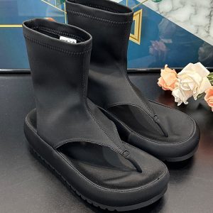 2025 Summer Korean Style Thick-Soled Flip-Flop Sandals - Versatile Slip-On Short Boots for Women