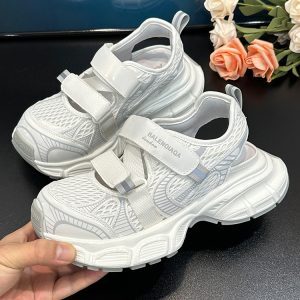 2025 Summer Mesh Hollow Thick-Soled Dad Shoes - Breathable Velcro Height-Increasing Casual Sports Sandals Trendy Y2K Style