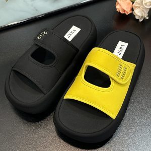 2025 Summer Platform Thick Sole Height-Increasing Velcro Women's Slippers - Casual Versatile European Style