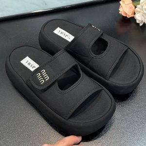 2025 Summer Platform Thick Sole Height-Increasing Velcro Women's Slippers - Casual Versatile European Style