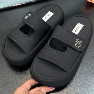 2025 Summer Platform Thick Sole Height-Increasing Velcro Women's Slippers - Casual Versatile European Style