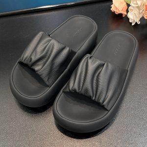 2025 Summer Thick-Sole Bread Slide Sandals for Women - Versatile Comfortable Outdoor Beach Flip-Flops