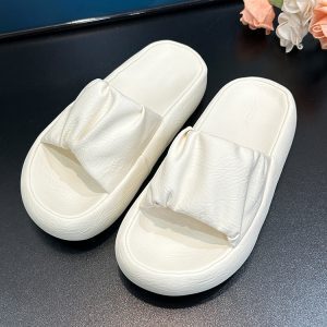 2025 Summer Thick-Sole Bread Slide Sandals for Women - Versatile Comfortable Outdoor Beach Flip-Flops