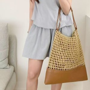 2025 Summer Vacation Beach Straw Crochet Woven Tote Bag - Large Capacity Shoulder Crossbody Bag for Women