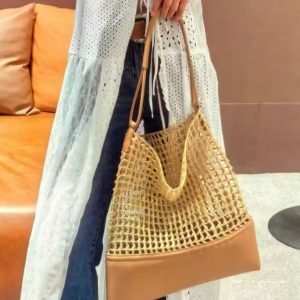 2025 Summer Vacation Beach Straw Crochet Woven Tote Bag - Large Capacity Shoulder Crossbody Bag for Women