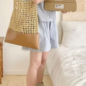 2025 Summer Vacation Beach Straw Crochet Woven Tote Bag - Large Capacity Shoulder Crossbody Bag for Women