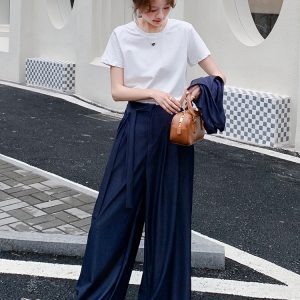 2025 Summer Women's Denim Outfit Set with Relaxed Wide-Leg Pants - Trendy Age-Reducing Style for Effortless Chic