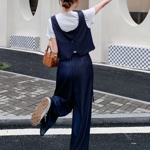 2025 Summer Women's Denim Outfit Set with Relaxed Wide-Leg Pants - Trendy Age-Reducing Style for Effortless Chic