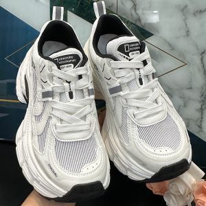 2025 Summer Women's Lace-Up Dad Shoes - 7cm Platform Casual Fashion with Breathable Mesh Design