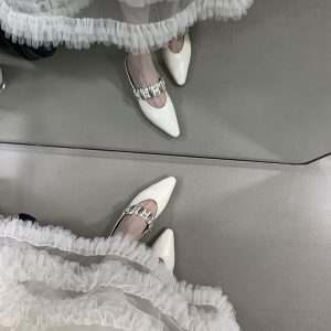 2025 Summer Women's Square Head Rivet Strap Closed-Toe Half Slippers - Height-Increasing French Style Slip-On Sandals