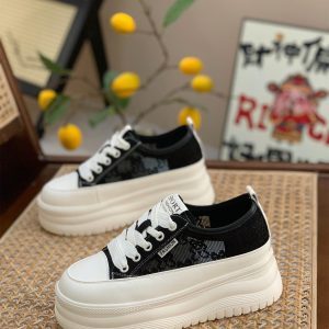 2025 Summer Women's Thick-Soled Platform Mesh Leather Sneakers - Casual Sports Shoes for Height Increase