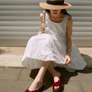 2025 Summer Women’s Woven One-Strap Sandals - Old Money Style, Open-Toe Flat Slippers for Outdoor Comfort