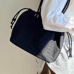 2025 Women's Casual Large Capacity Black Tote Bag - Versatile Commuter Handheld Shoulder Bag for Everyday Use