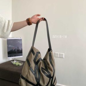 2025 Women's Hollow Out Linen Tote Bag with Pony Totem Design - Trendy Non-Spliced Shoulder Bag
