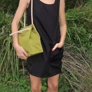 2025 Women's Nylon Mini Bucket Bag with Cotton Rope Handle - Versatile Sports Style Tote for Everyday Fashion