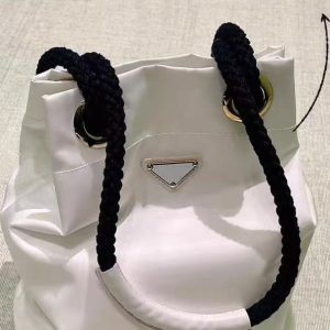 2025 Women's Nylon Mini Bucket Bag with Cotton Rope Handle - Versatile Sports Style Tote for Everyday Fashion
