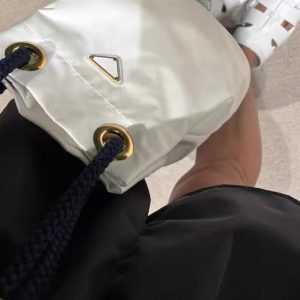 2025 Women's Nylon Mini Bucket Bag with Cotton Rope Handle - Versatile Sports Style Tote for Everyday Fashion