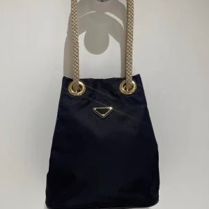 2025 Women's Nylon Mini Bucket Bag with Cotton Rope Handle - Versatile Sports Style Tote for Everyday Fashion