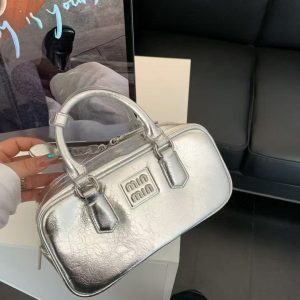 2025 Women's Shiny Metallic Bowling Handbag - Versatile Shoulder Crossbody Boston Bag for Trendy Style