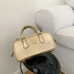 2025 Women's Shiny Metallic Bowling Handbag - Versatile Shoulder Crossbody Boston Bag for Trendy Style