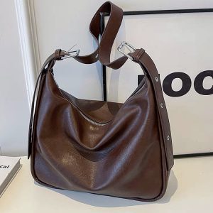 2025 Women's Vintage Soft Leather Crossbody Tote Bag - Fashionable Large-Capacity Single-Shoulder Commuting Style