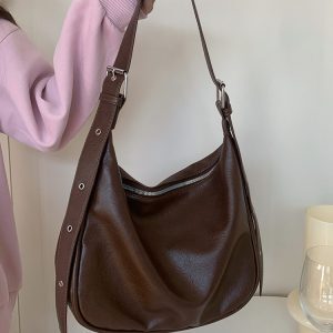 2025 Women's Vintage Soft Leather Crossbody Tote Bag - Fashionable Large-Capacity Single-Shoulder Commuting Style