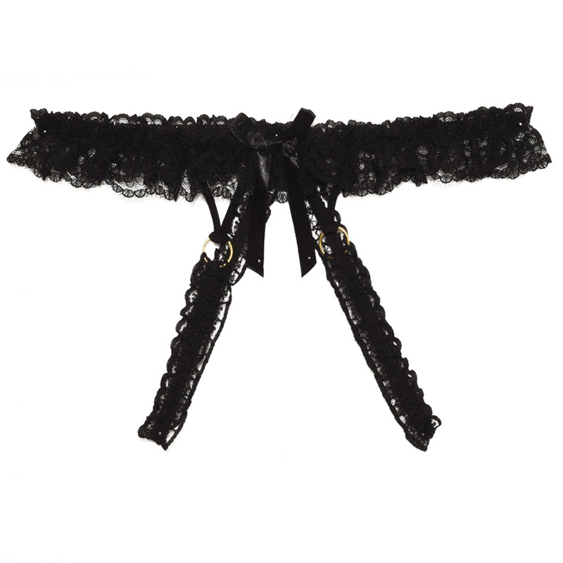 3-Pack Sexy Lace Low-Waist Hollow-Out Bow Red Open-Crotch Thongs for Women - Trendy Y2K Style Underwear