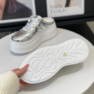 6cm Lightweight Height-Increasing Platform Shoes for Women - Summer 2025 Lace-Up Casual Closed-Toe Half Slippers for Short Stature