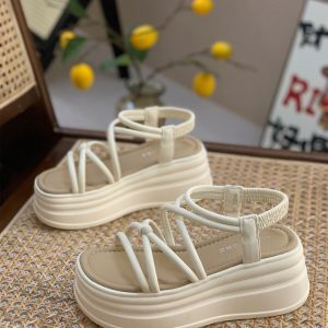 7cm Thick-Soled Platform Sandals for Women - Summer 2025 Fairy Style Roman Shoes for Beach Vacation and Skirt Pairing