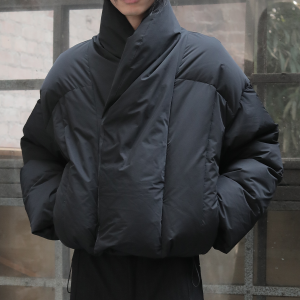 90% Goose Down Scarf Down Jacket with High Fill Power and Ribbed Cuffs - Stylish Winter Outerwear