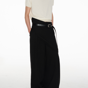 Accordion Pleated Bib Long Pants with Mesh Texture, Fake Two-Piece Design, Straight Loose Fit - Trendy Fashion for Modern Style