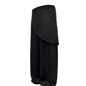 Accordion Pleated Bib Long Pants with Mesh Texture, Fake Two-Piece Design, Straight Loose Fit - Trendy Fashion for Modern Style