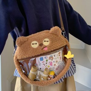 Adorable Cartoon Bear Plush Toy Backpack for Girls - Cute Gift for Birthdays, Perfect for Kids' Travel and Everyday Use