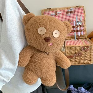 Adorable Cartoon Bear Plush Toy Backpack for Girls - Cute Gift for Birthdays, Perfect for Kids' Travel and Everyday Use