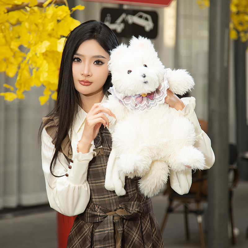 Adorable Plush Cartoon West Highland White Terrier Backpack Doll Bag - Perfect Gift for Girlfriend's Birthday